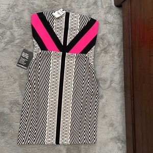 Express printed strapless dress